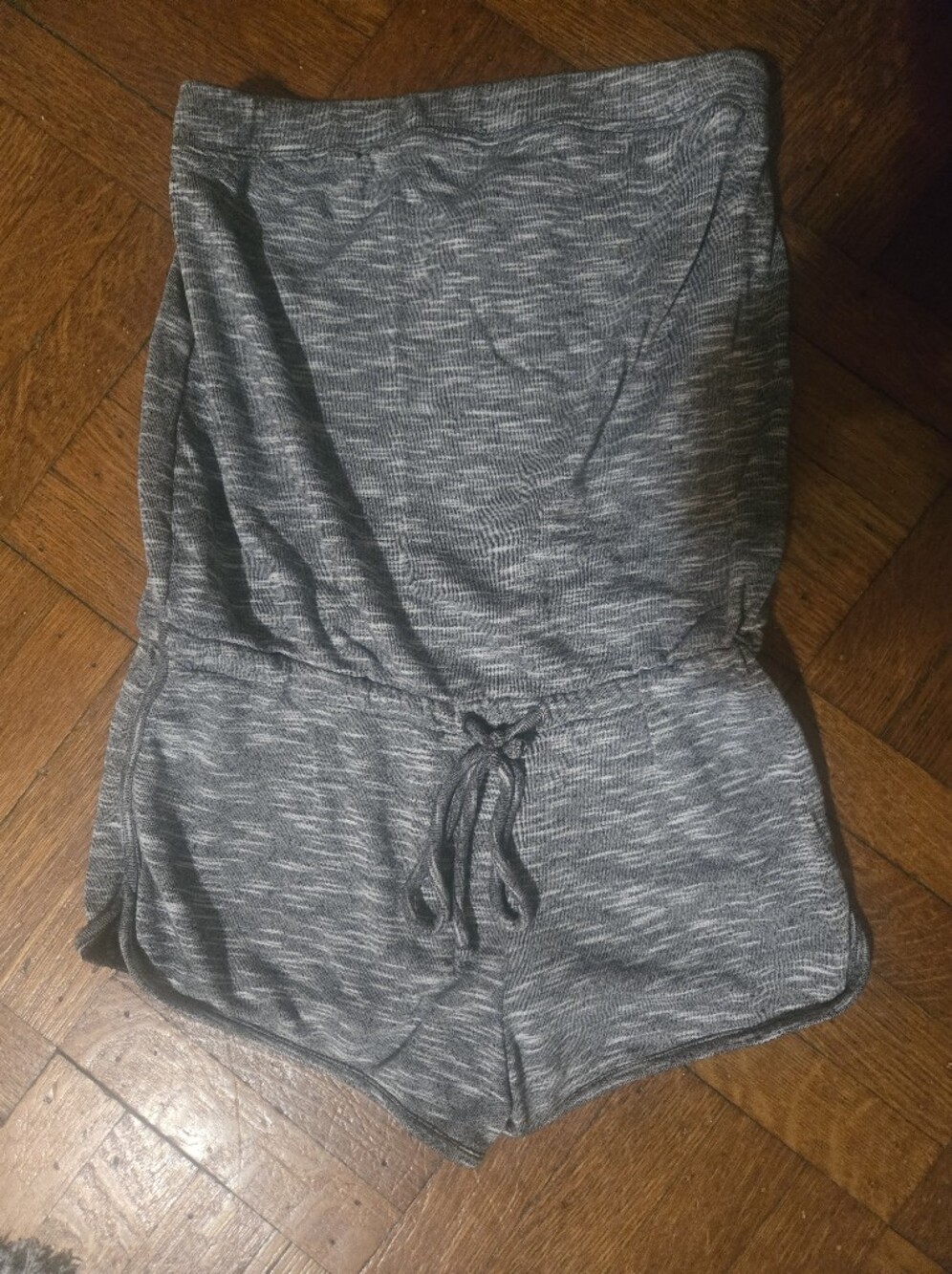 Gray Women's Casual Drawstring Shorts Romper Xs